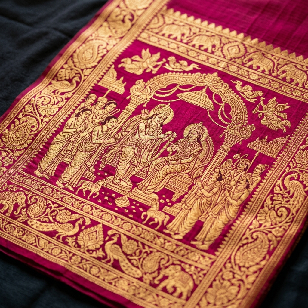 Mythological Pallu Detail