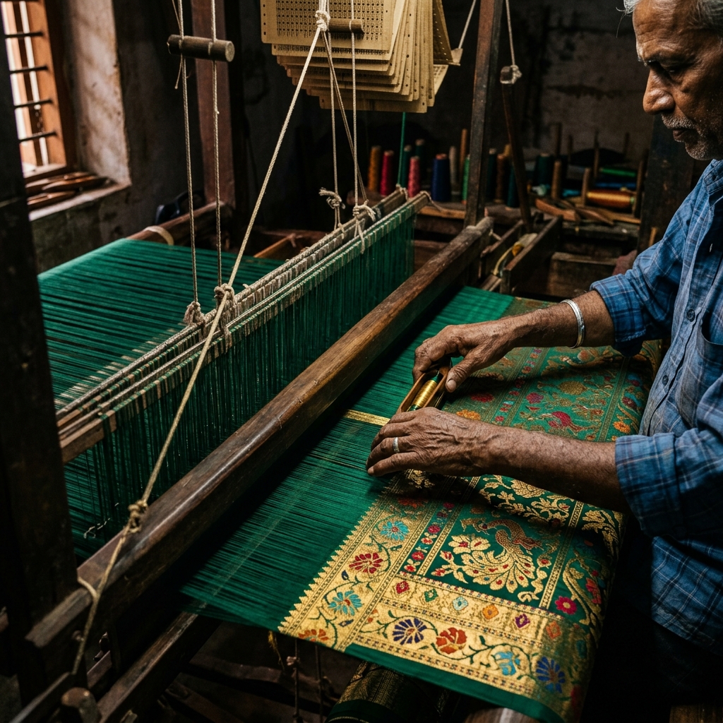 Master Weaver on Handloom
