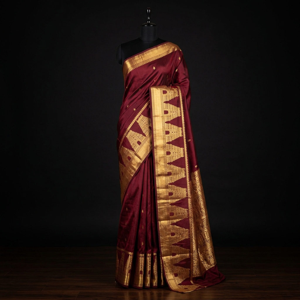 Maroon Temple Border Detail